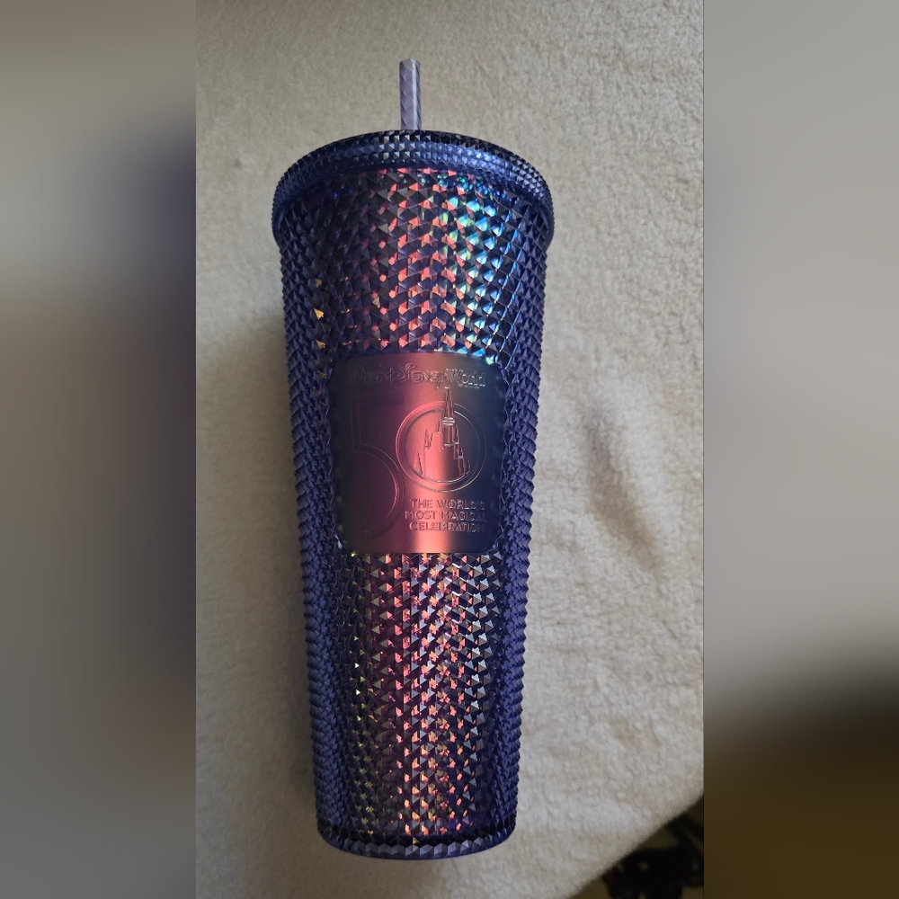 Disney Starbucks Purple/Blue Iridescent 50th Anniversary Tumbler with Straw